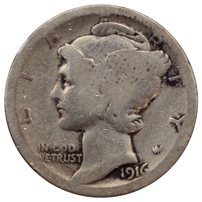 1916 S Mercury USA Dime Circulated