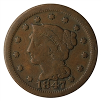 1847 USA Cent Fine (F-12)