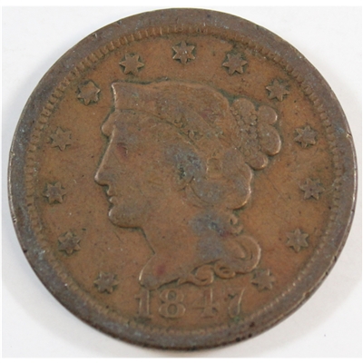1847 USA Cent Fine (F-12)