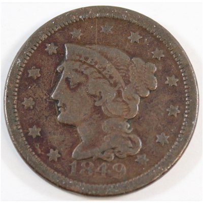 1849 USA Cent Fine (F-12)