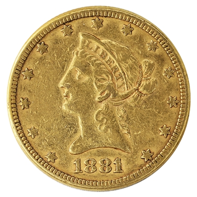 1881 USA $10 Gold Eagle VF-EF (VF-30)