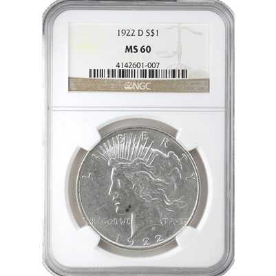 1922 D USA Dollar NGC Certified MS-60