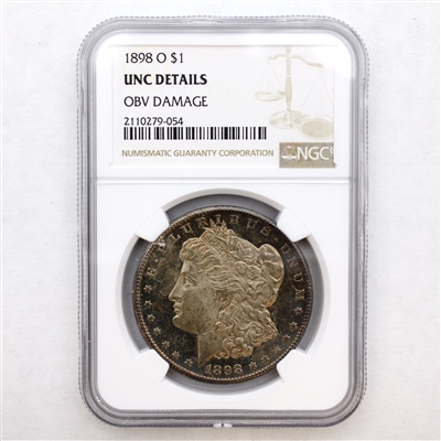 1898O USA Dollar NGC Certified UNC Detail (Obverse Damaged)