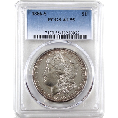 1886 S USA Dollar PCGS Certified AU-55