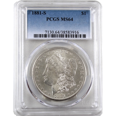 1881 S USA Dollar PCGS Certified MS-64