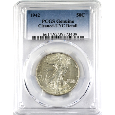 1942 USA Half Dollar PCGS Certified MS-60 Detail (Cleaned)