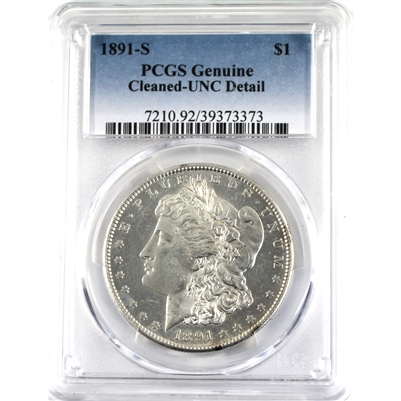 1891S USA Dollar PCGS Certified MS-60 Detail (Cleaned)