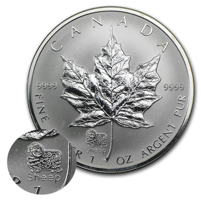 2003 Canada $5 Sheep Privy Mark Silver Maple Leaf (TAX Exempt) Lightly Toned