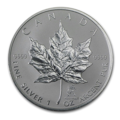 2004 Canada Aquarius Privy 1oz. Silver Maple Leaf (TAX Exempt) Lightly toned