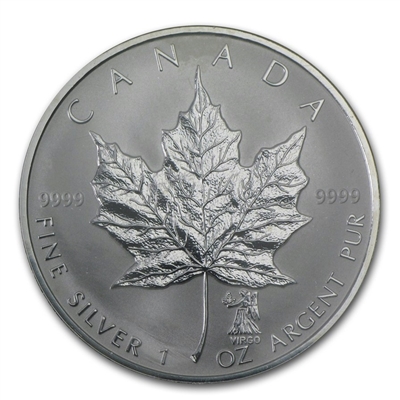 2004 Canada Virgo Privy Mark 1oz. Silver Maple Leaf (TAX Exempt) May be lightly toned
