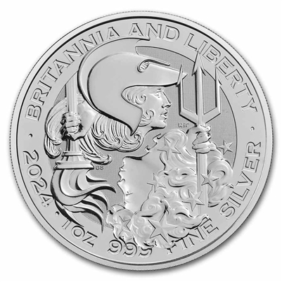 2024 Great Britain 2-Pound Britannia & Liberty 1oz. .999 Silver (No Tax)