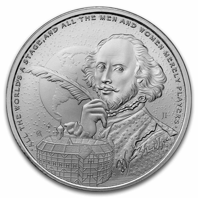 2024 Niue $2 Icons of Inspiration: Shakespeare 1oz .999 Silver Coin (No Tax)