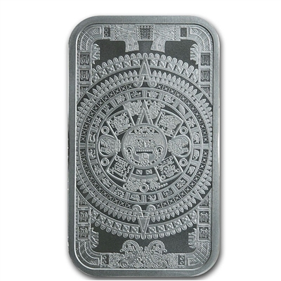 Aztec Calendar - 1oz. .999 Silver Bar (No Tax) Light Toning