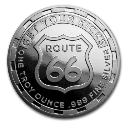 Get Your Kicks on Route 66 1oz. Silver Round (TAX Exempt)