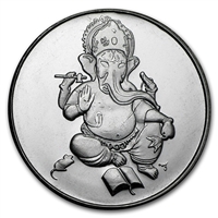 Ganesha 1oz. .999 Fine Silver Round (No Tax) May have light toning