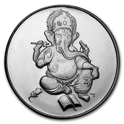 Ganesha 1oz. .999 Fine Silver Round (No Tax) May have light toning