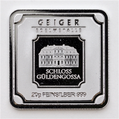 Geiger Edelmetalle 20g .999 Fine Silver Square Bar (No Tax)