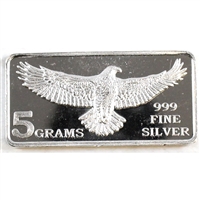 Monarch Eagle 5gram .999 Fine Silver Bar (No Tax) - Lightly toned