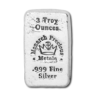 Monarch Hand Poured 3oz. .999 Fine Silver Bar (No Tax)