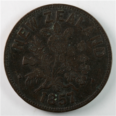 New Zealand 1857 Auckland Penny F-VF (F-15) $