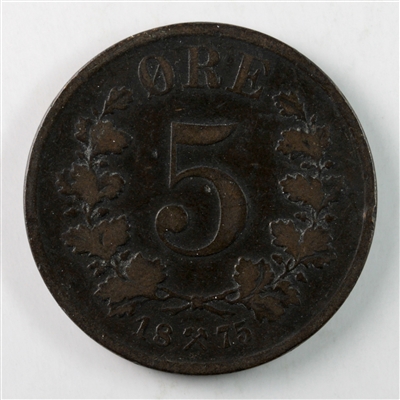 Norway 1875 5 Ore Extra Fine (EF-40) $