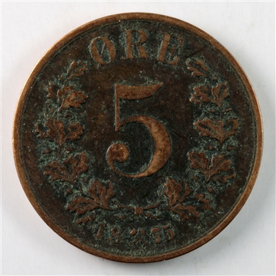 Norway 1875 5 Ore VF-EF (VF-30) $