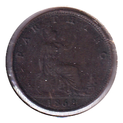 Great Britain 1862 Farthing Extra Fine (EF-40) $