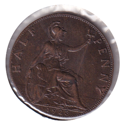 Great Britain 1923 1/2 Penny Extra Fine (EF-40)