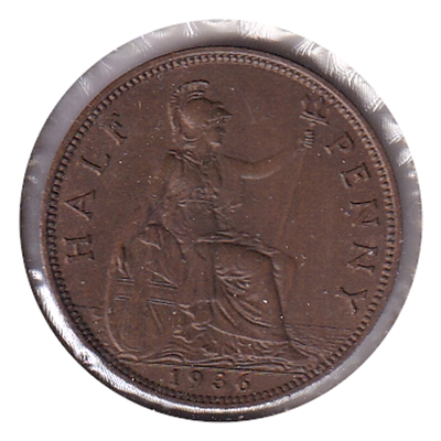 Great Britain 1936 1/2 Penny EF-AU (EF-40)