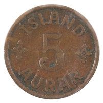 Iceland 1926HCNGJ 5 Aurar VF-EF (VF-30)