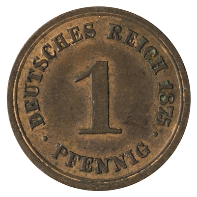 German Empire 1875D Pfennig Almost Uncirculated (AU-50) $