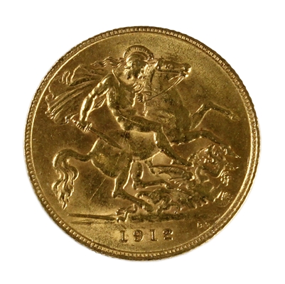 Great Britain 1912 Gold 1/2 Sovereign AU-UNC (AU-50)