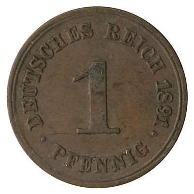 German Empire 1891F Pfennig Extra Fine (EF-40) $