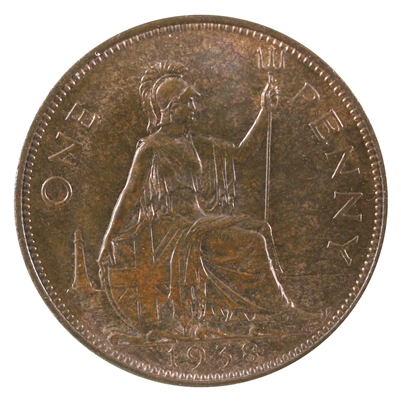 Great Britain 1938 Penny Almost Uncirculated (AU-50)