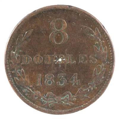 Guernsey 1834 8 Doubles VF-EF (VF-30)