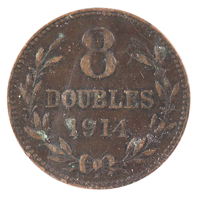 Guernsey 1914H 8 Doubles Almost Uncirculated (AU-50)