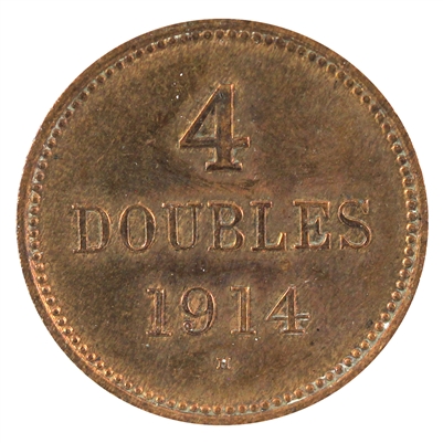 Guernsey 1914H 4 Doubles Almost Uncirculated (AU-50)