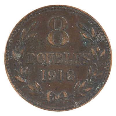 Guernsey 1918H 8 Doubles Almost Uncirculated (AU-50)