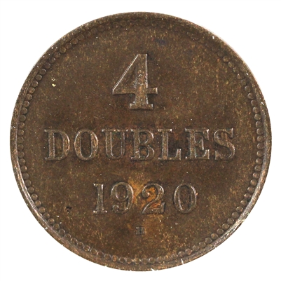 Guernsey 1920H 4 Doubles Almost Uncirculated (AU-50)