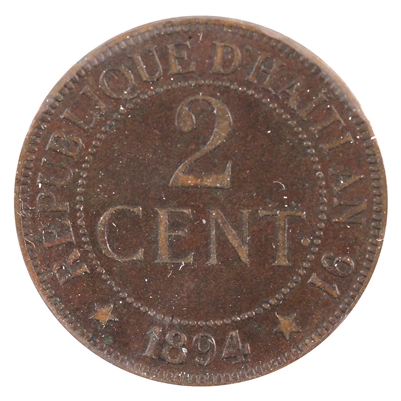 Haiti 1894A 2 Centimes Almost Uncirculated (AU-50)