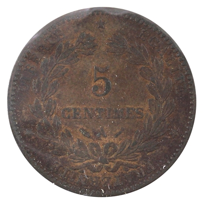 France 1890A 5 Centimes Almost Uncirculated (AU-50)