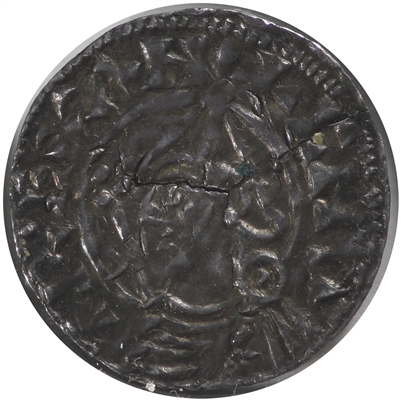 Anglo Saxon England 1016-1035 Crack in Flan Cnut Silver Penny AU-UNC (AU-55) $