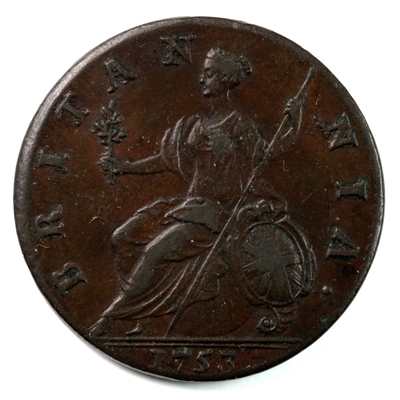 Great Britain 1753 1/2 Penny EF-AU (EF-45) $