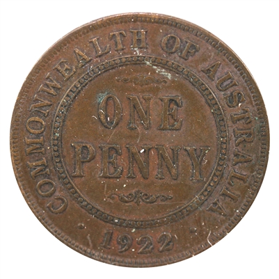 Australia 1922 Penny Extra Fine (EF-40)