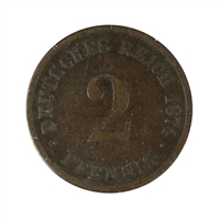 German Empire 1874E 2 Pfennig Extra Fine (EF-40)