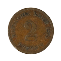 German Empire 1874E 2 Pfennig Very Fine (VF-20)