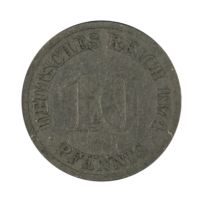 German Empire 1874H 10 Pfennig Very Fine (VF-20)