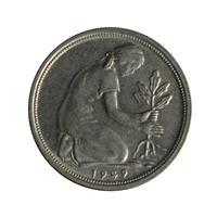 German Federal Republic 1949G 50 Pfennig Almost Uncirculated (AU-50)