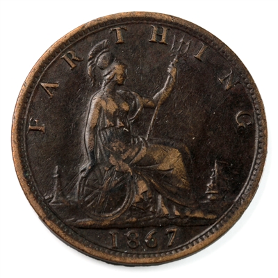 Great Britain 1867 Farthing Extra Fine (EF-40) $