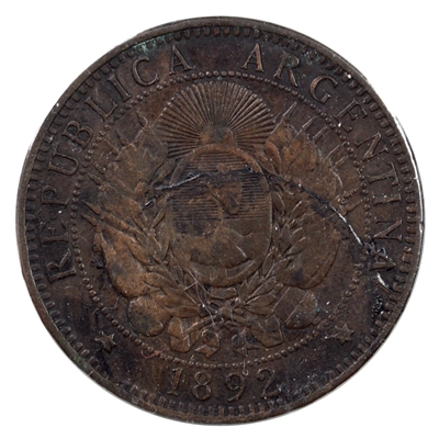 Argentina 1892 2 Centavos Extra Fine (EF-40)